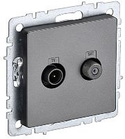 Розетка TV+SAT Оконечная без рамки IEK Brite РТВ/РСп12-БрС 2-м. сталь картинка